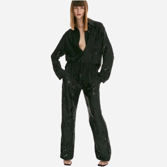 Zara Sequin Embroidered Set - Black - Picture 1 of 16